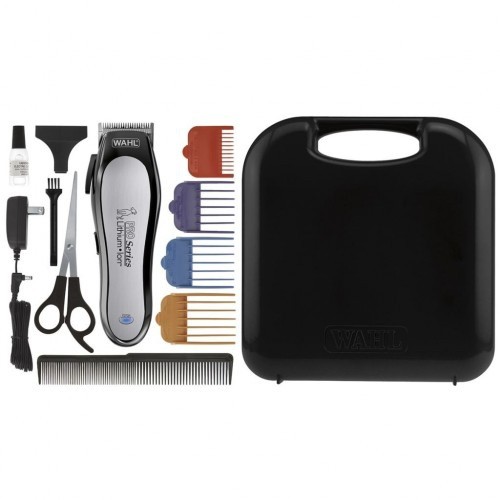 Kit de máquina de tosar pelos de animais de estimação, prata e preto.
