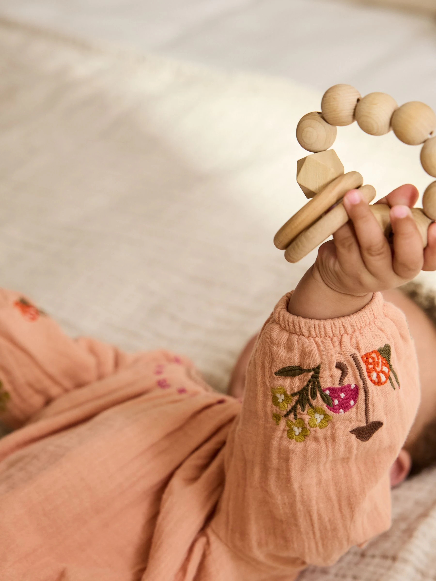 Bruin met borduursel - Babyrompers met bloemenprint Set 2 -delig met maillot (0mnd -3jr)