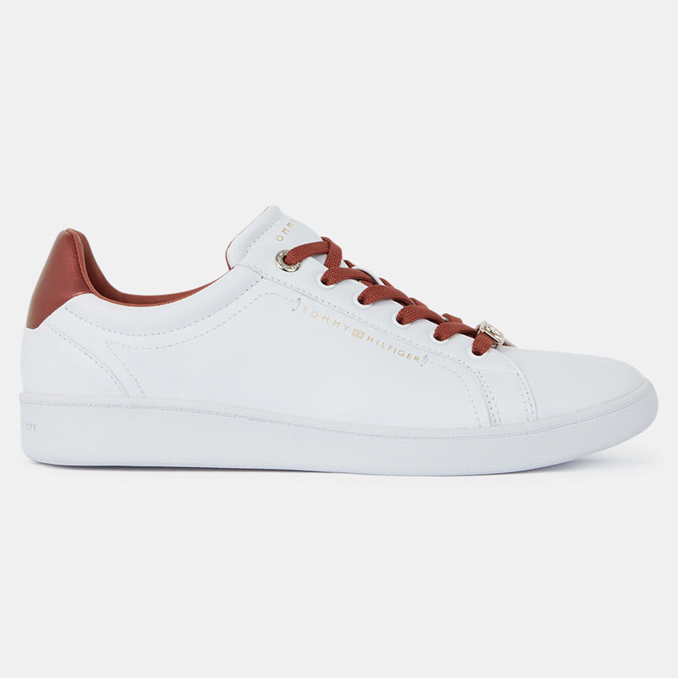 Tommy Hilfiger Baskets en Cuir Court blanc/cuivre