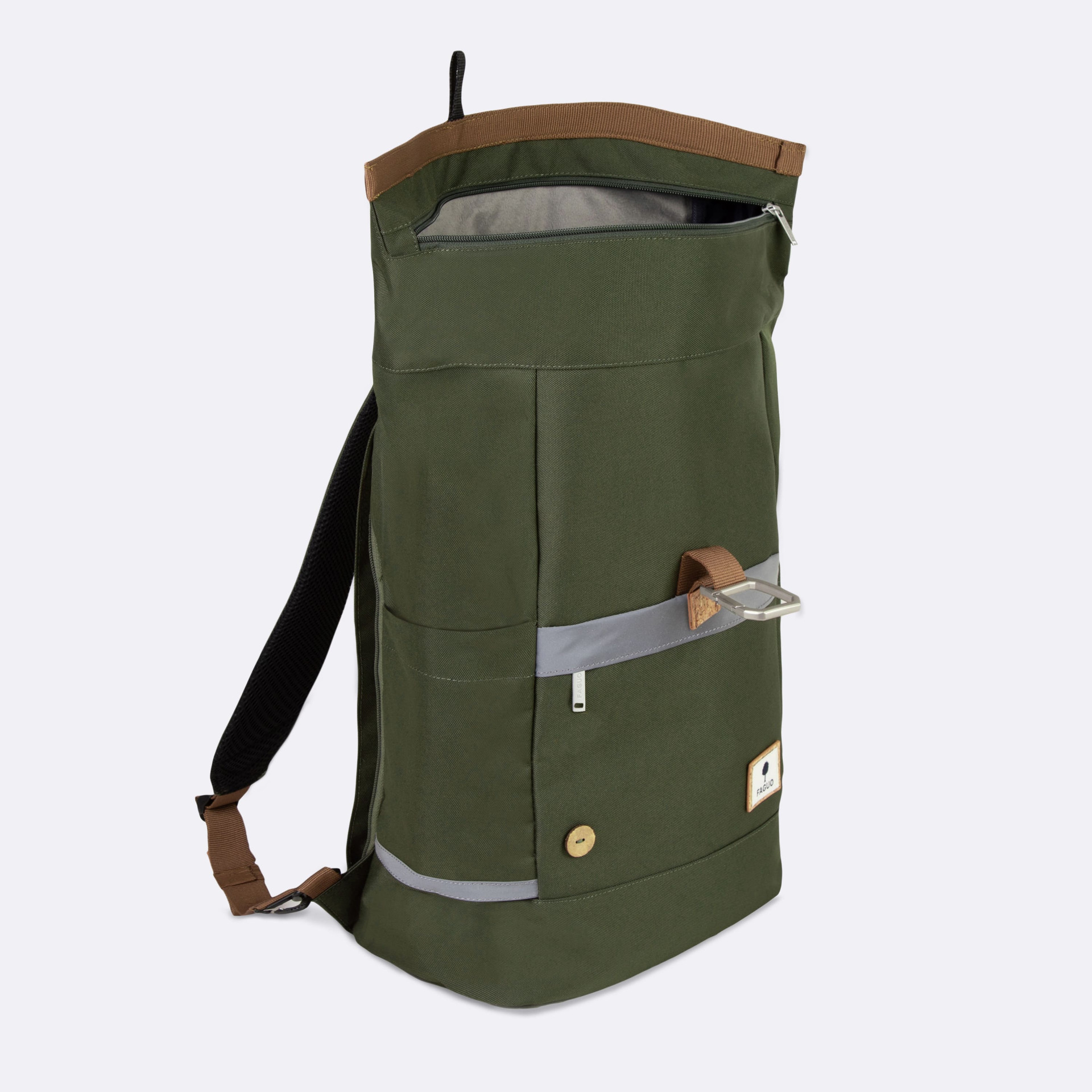 Sac à dos kaki végan en polyester recyclé - modèle Cycling medium