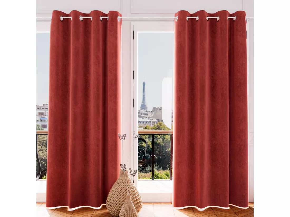 Rideau oeillets en velours VELVET terracotta, par Soleil d'Ocre