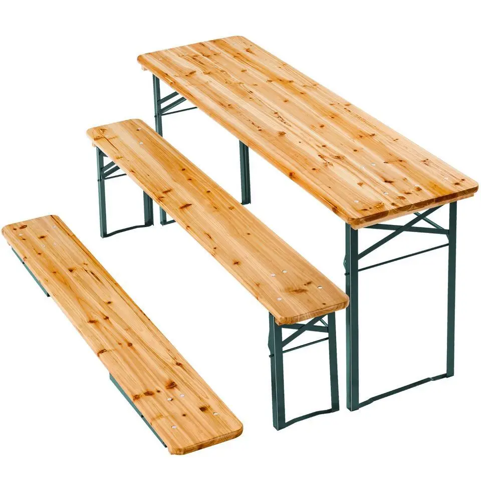 tectake Biertafelset Sissi, 3-delig, inklapbaar, Bruin