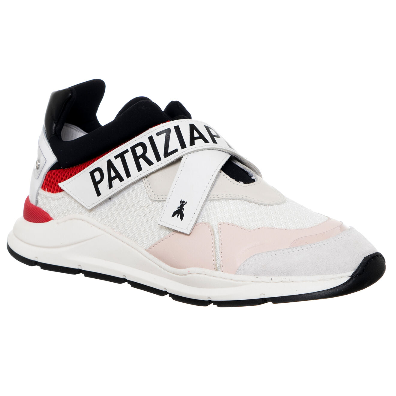 Patrizia Pepe Baskets en Cuir Crosta blanc/rouge