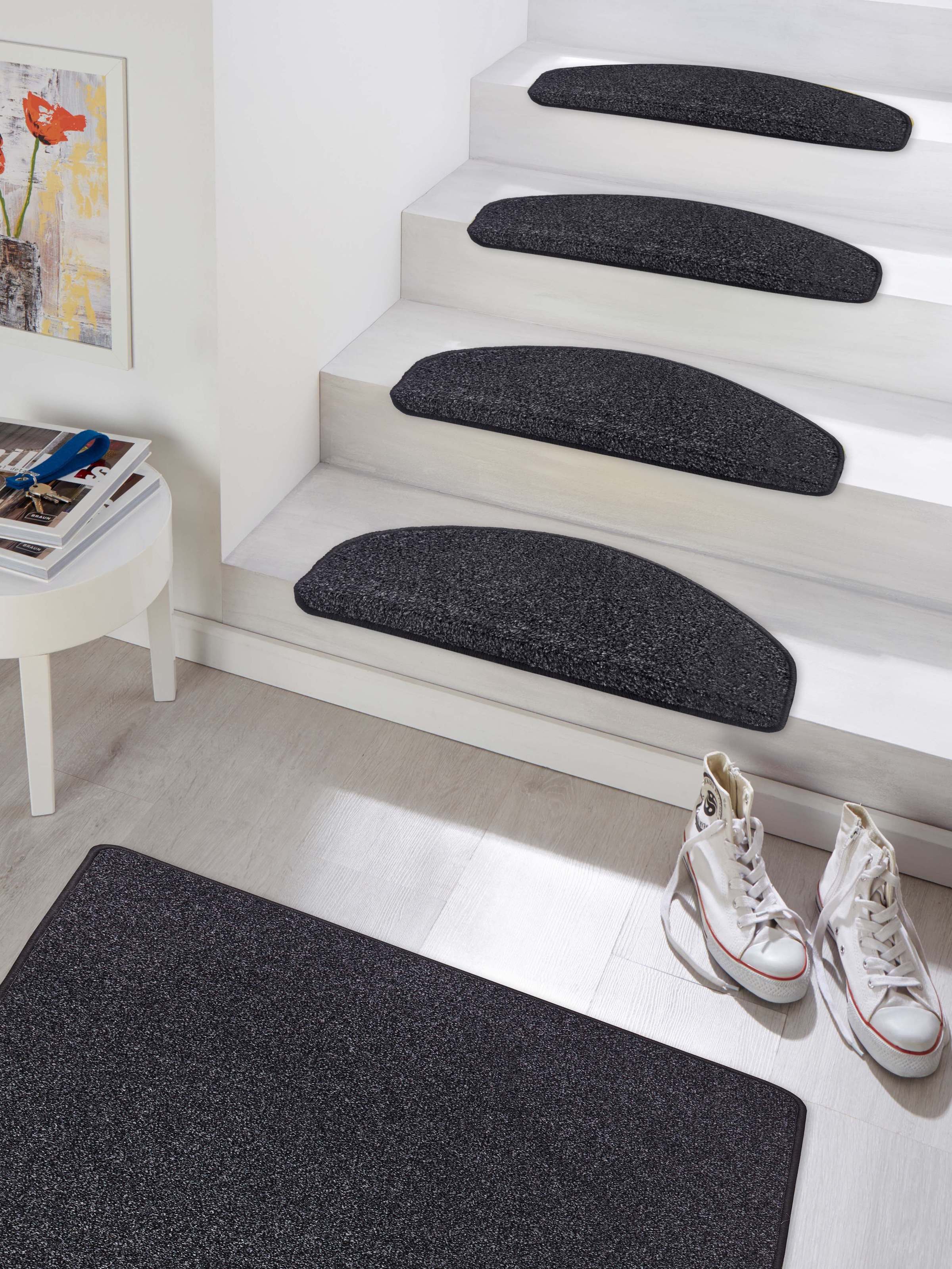 Hanse Home Exclusiv Stufenmatte »Liberty« halbrund 7 mm Höhe Uni, robust, kräftige Farben, Meliert, Treppe, Gekettelt, 15 er Set