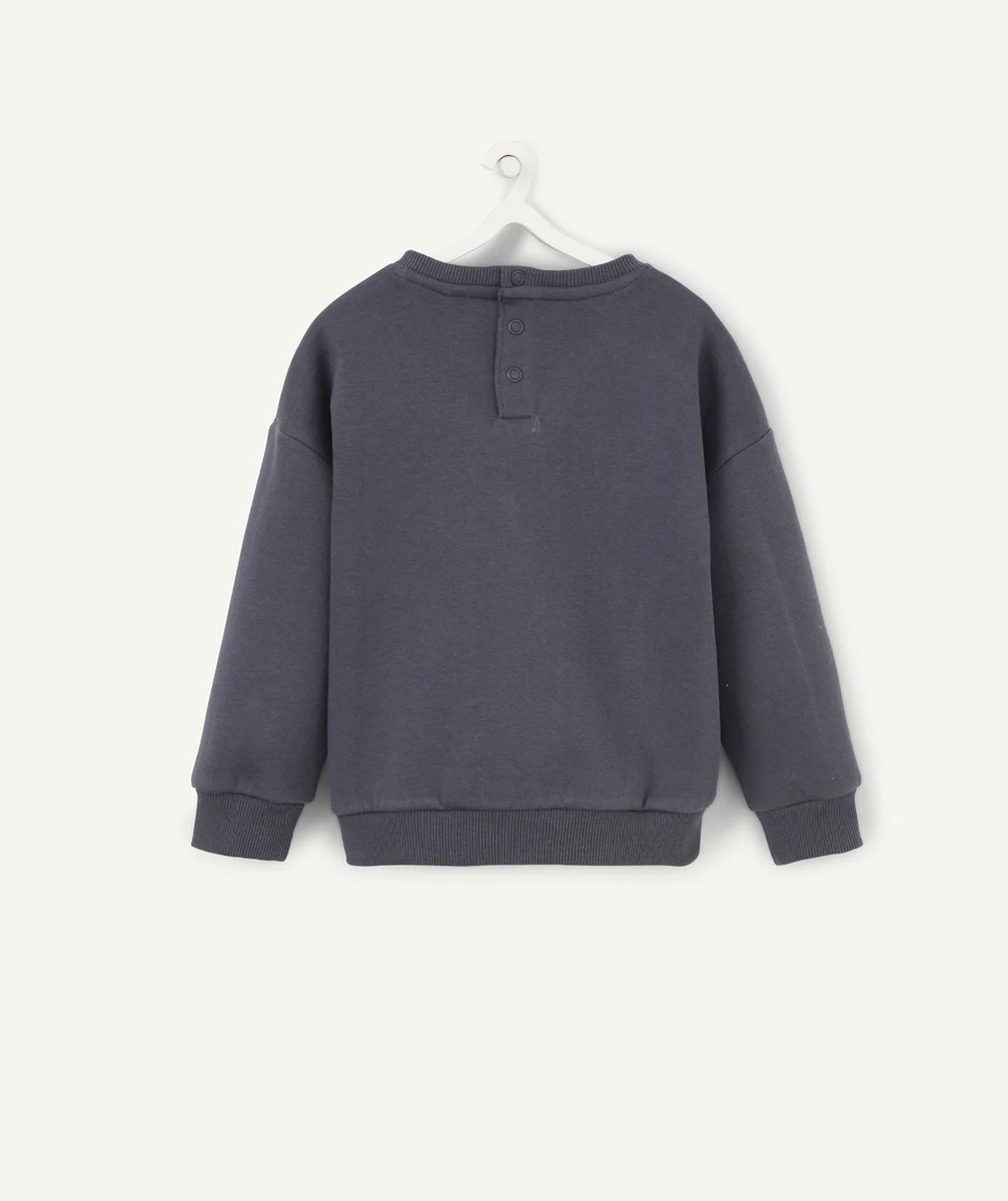 SWEAT BÉBÉ GARÇON EN FIBRES RECYCLÉES GRIS AVEC RENARD ORANGE