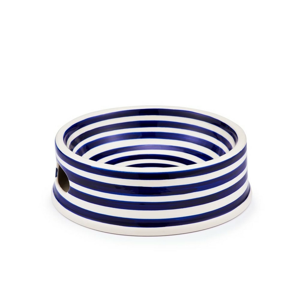 Thira - gamelle design pour grand chien, céramique, motif lignes bleus, ø22x7cm