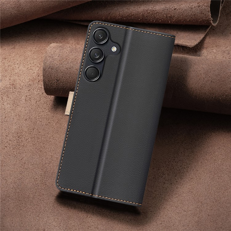 Samsung Galaxy S25  Plus Leder Tasche Flip Cover (RFID Schutz) - Schwarz / Beige