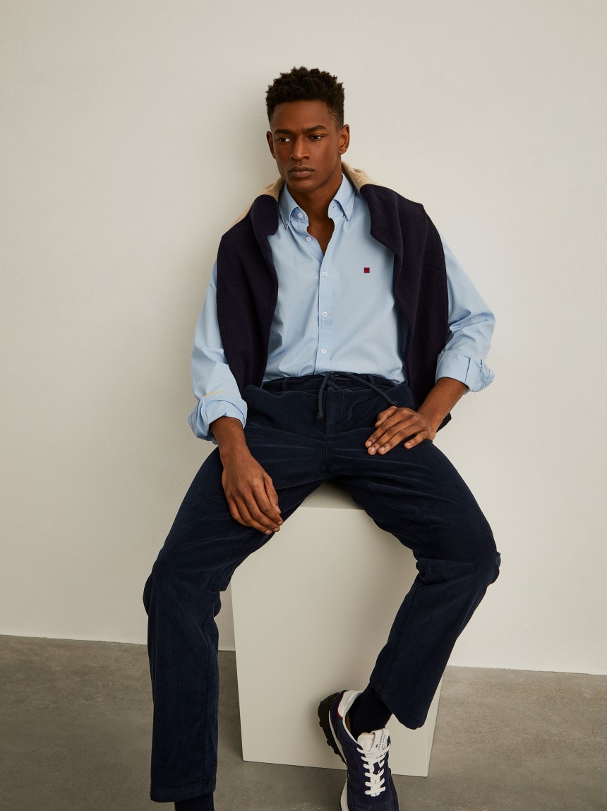 Camisa slim fit em popelina