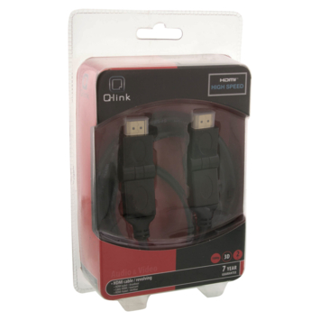 Q-Link HDMI kabel high speed gold plated 3D 2 meter draaibaar