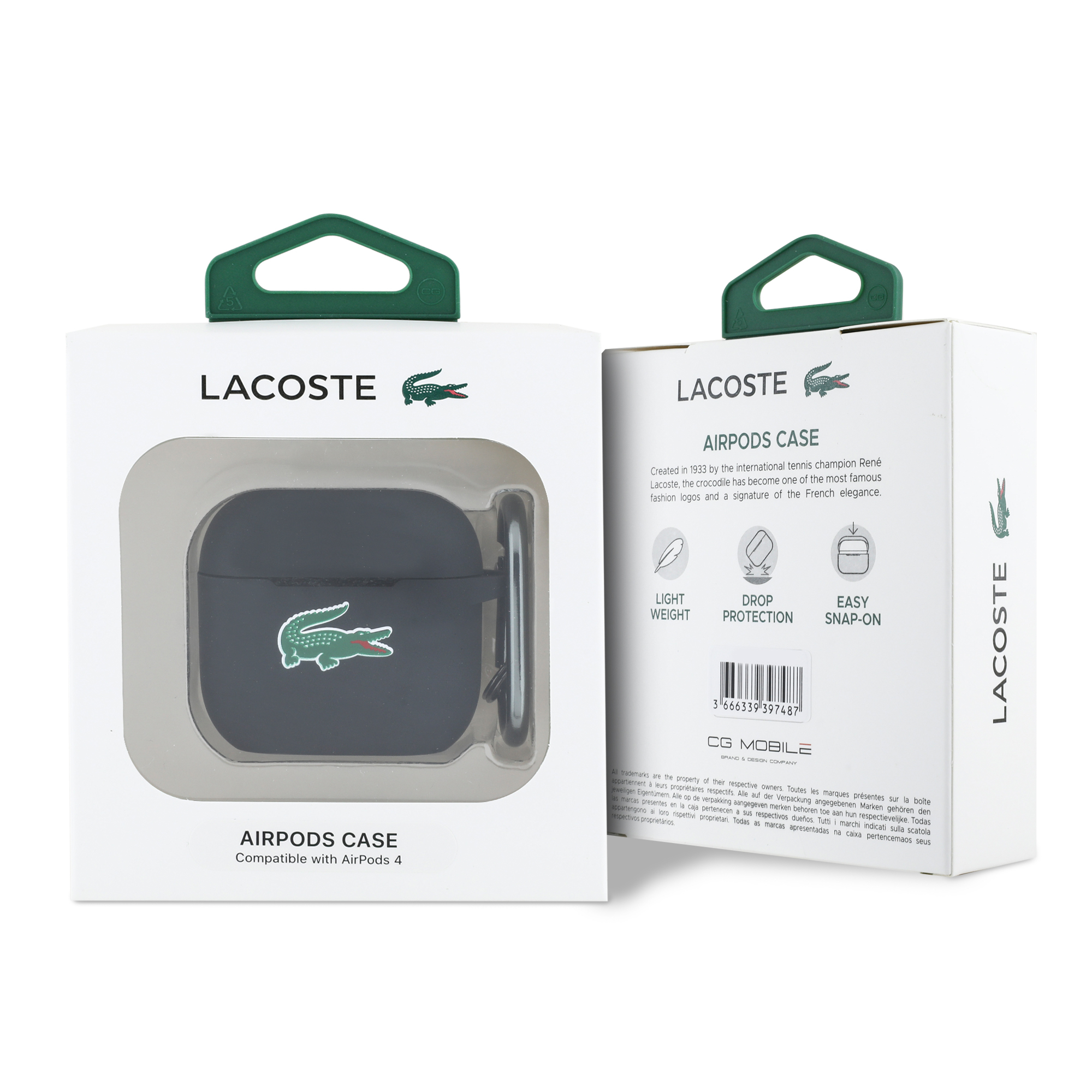 AirPods 4 Silikon Case Schutzhülle Abdeckung mit Karabinerhaken (LCA4SLOK) - Schwarz