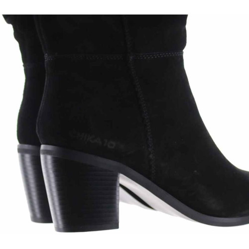 Chika 10 - Bota alta -POLO 03 con tacón para mujer color negro Negro