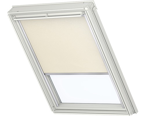 VELUX verduisterend rolgordijn, effen beige, handbediend, wit frame, DKL C02 1085SWL