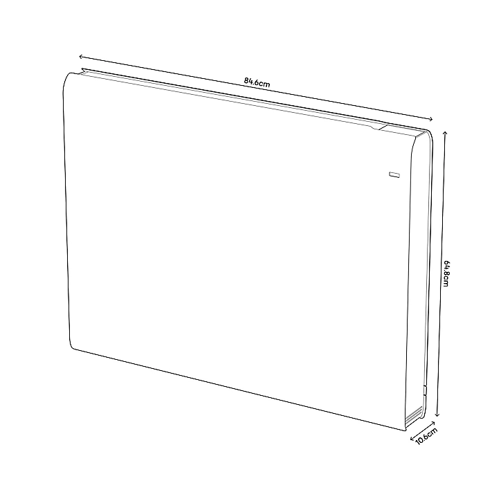Radiateur connecté électrique à inertie fluide GoodHome Iriya blanc 1500W horizontal.