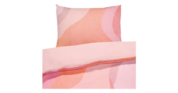 Bettwäsche Renforcé Lava waves coral 160x210 65x100 Bettanzug Nord