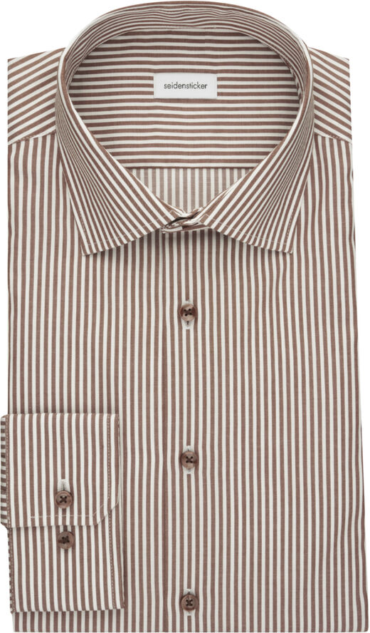 Seidensticker Business Shirt Slim Long sleeve Kent-Collar Stripes Brown