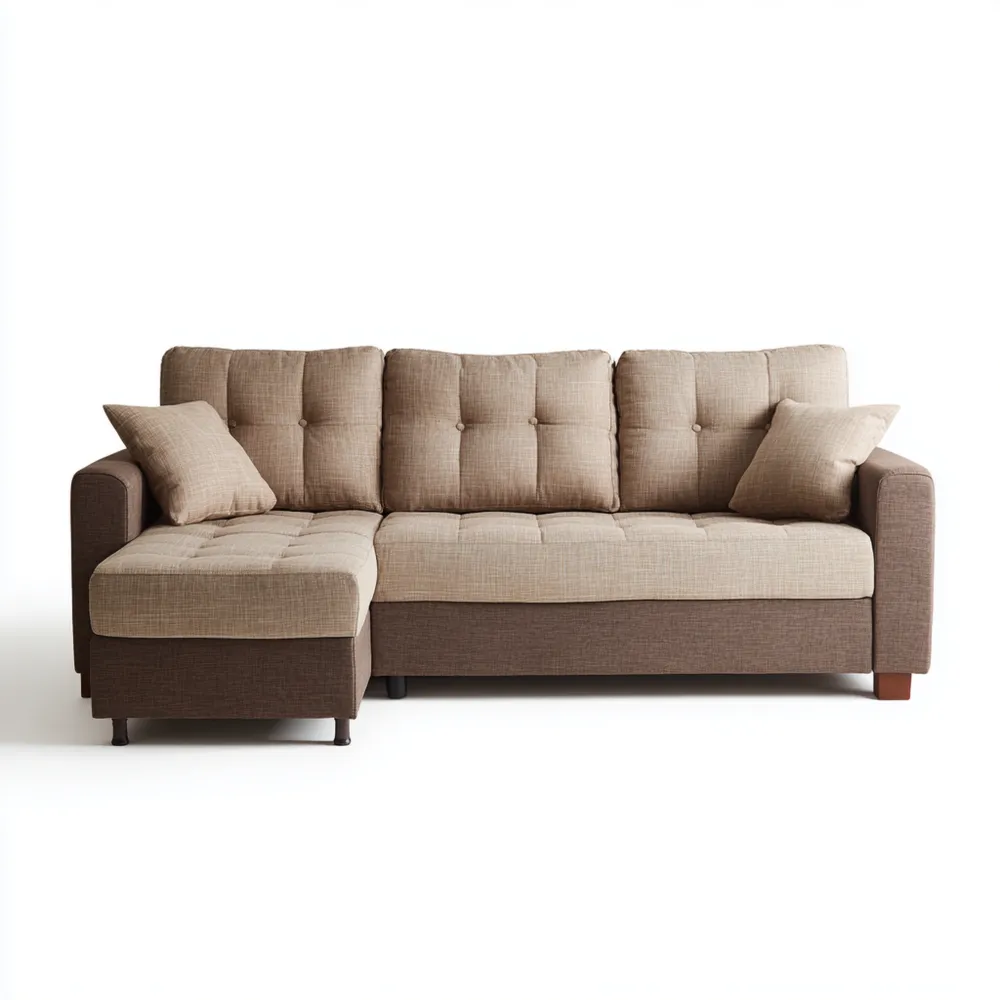 Ecksofa Stoff 250x160x85 cm - Braun/Beige - Modernes Design