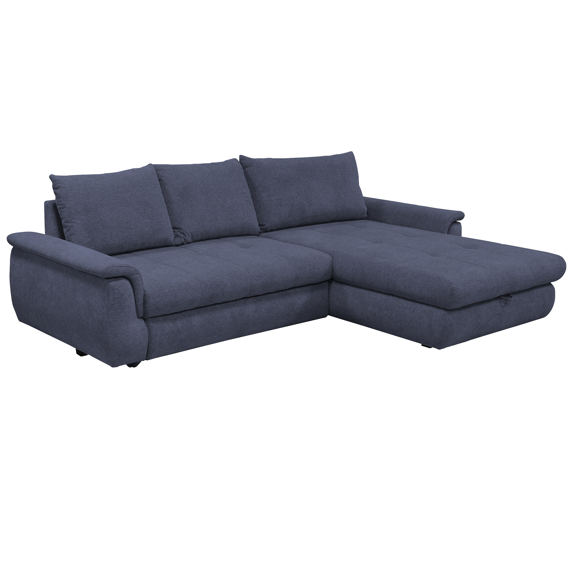 Ecksofa - navy - mit Liegefunktion - Staukasten rechts