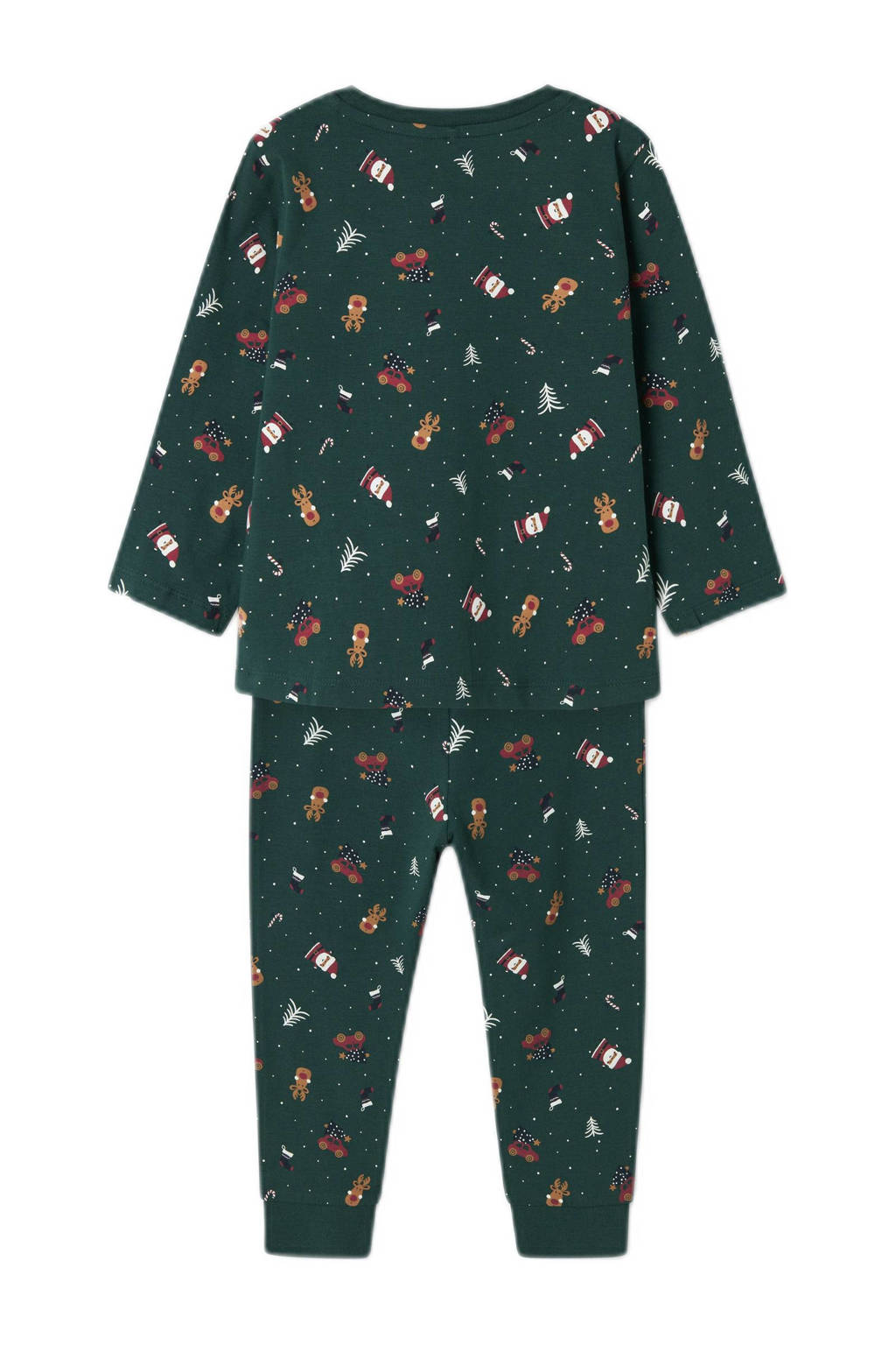 NAME IT kerstpyjama NMNVISMAS met all over print donkergroen