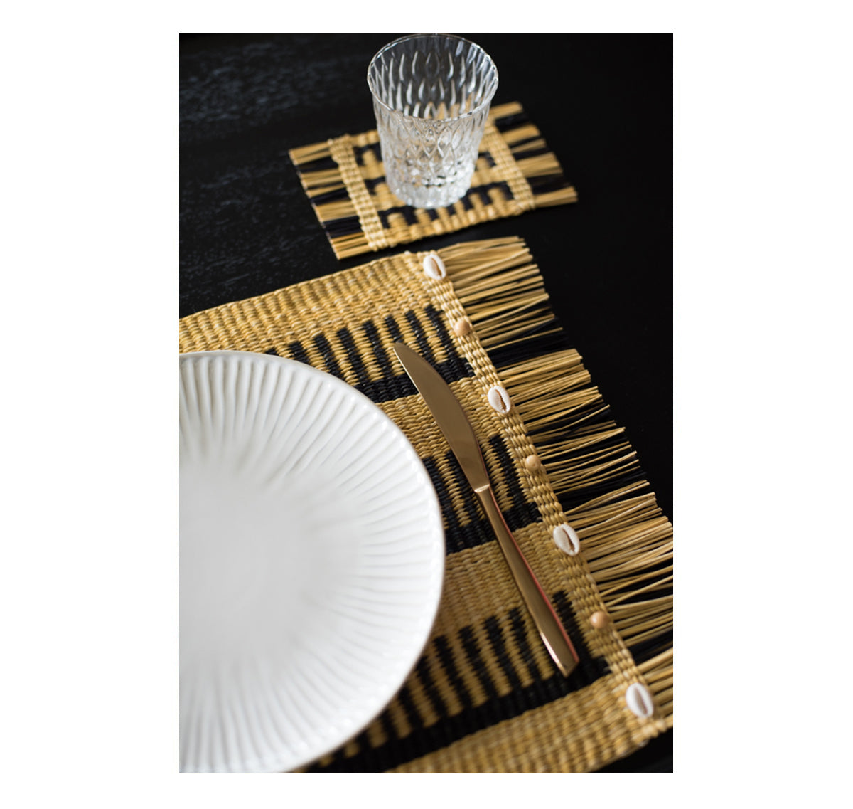 Set de table rectangulaire effiloché (lot de 2 unités)
