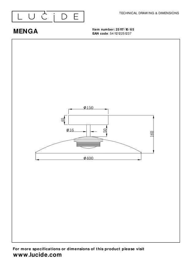 Menga plafondlamp LED Ã40 fumé