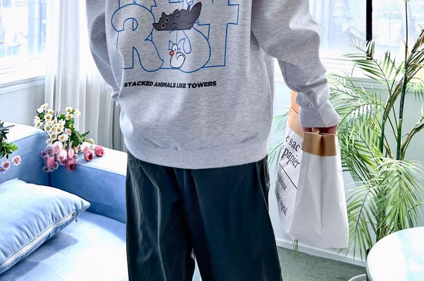 SeoulPop - Sweatshirt met dierenprint en losse pasvorm