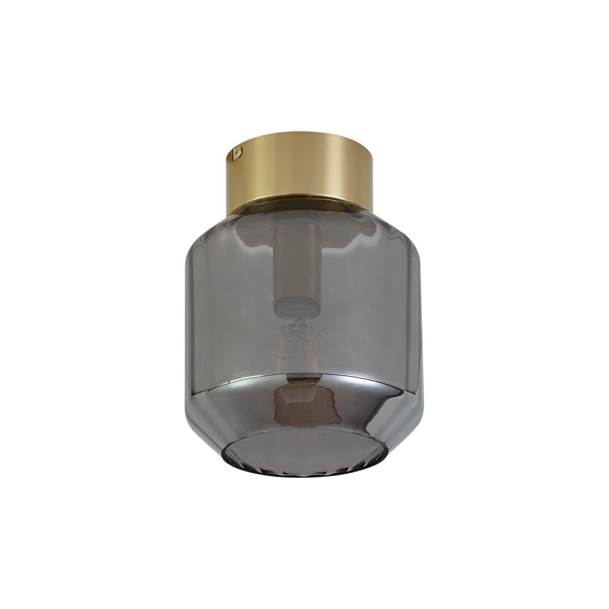 Moderne plafondlamp messing met smoke glas - Stiklo