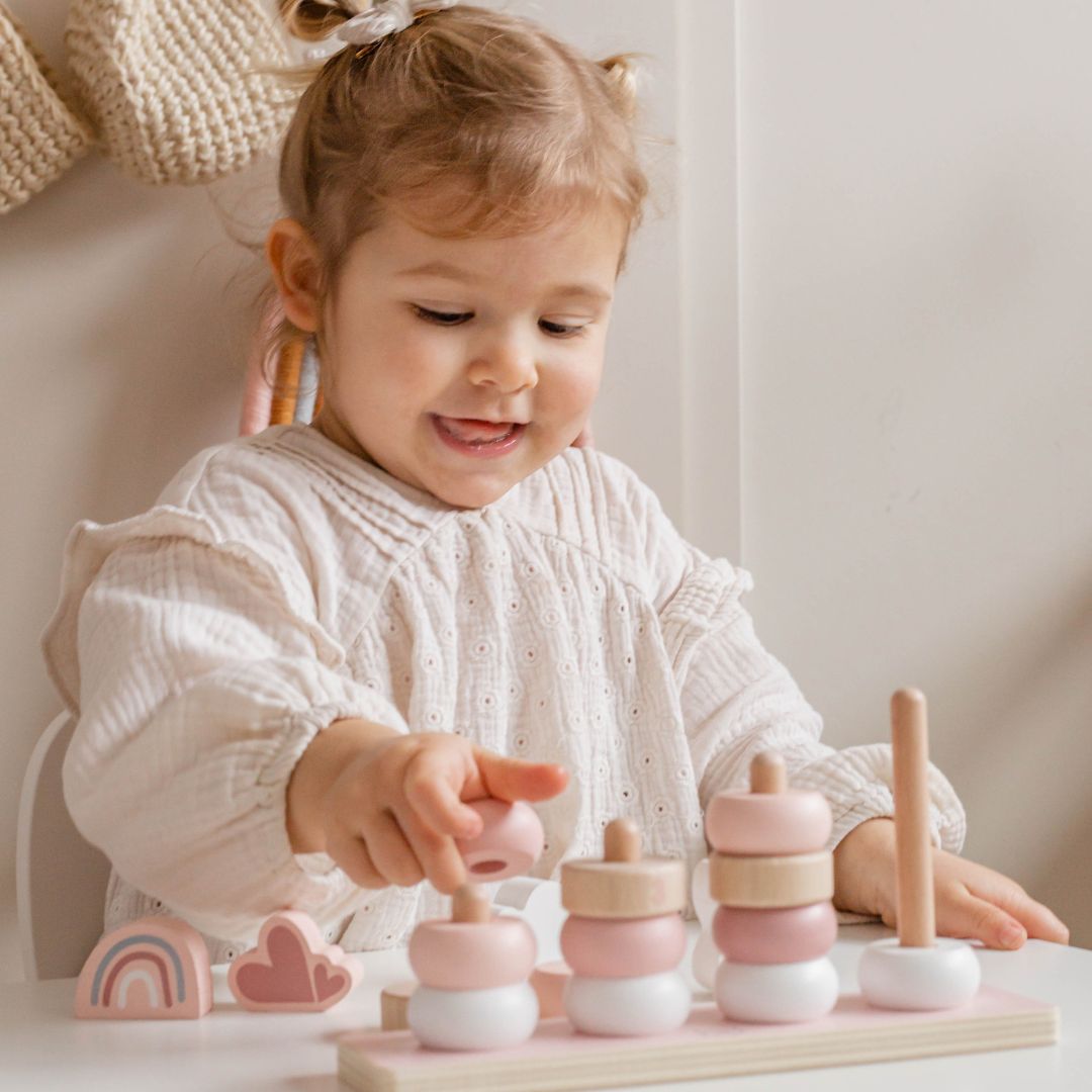 Label label stapeltoren pink - 18-delig