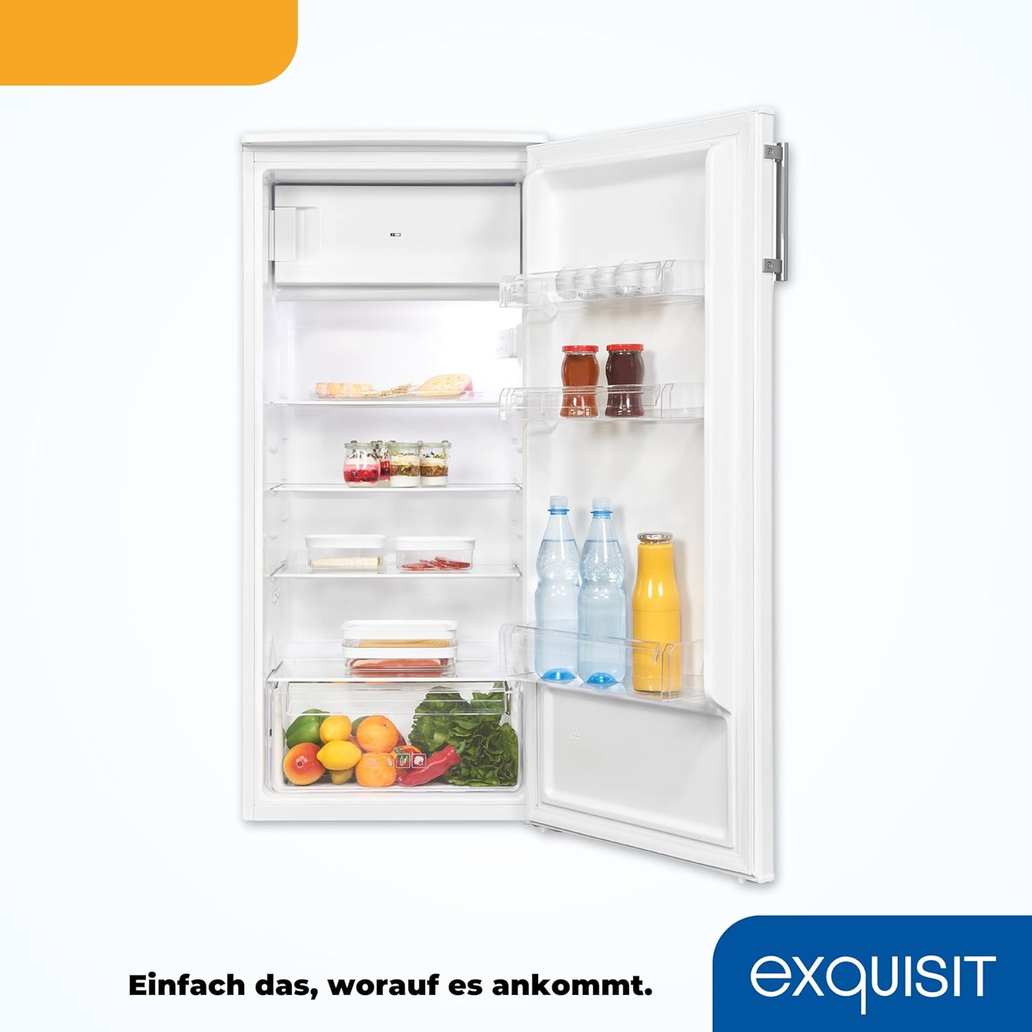 Exquisit Kühlschrank KS185-4-HE-040E weiss | 190 l Nutzinhalt | Alarm | Türanschlag wechselbar | 55 cm Breite