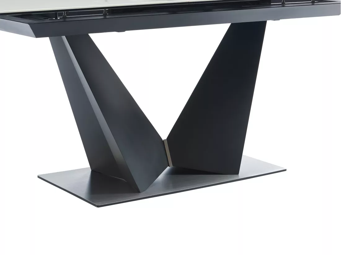Table à manger extensible 6 à 8 personnes en céramique et métal - Effet marbre blanc et noir - OLETIA de Pascal MORABITO