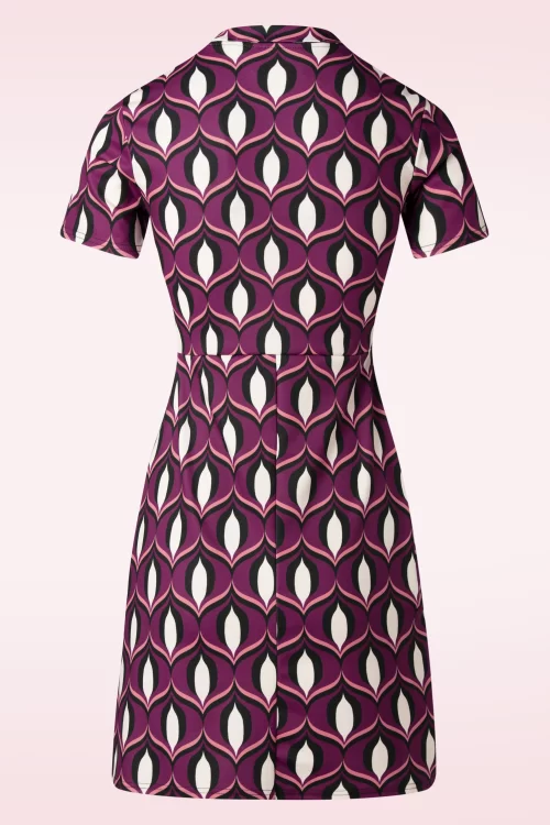 Vintage Chic for Topvintage Daisy geometric jurk in donkerpaars