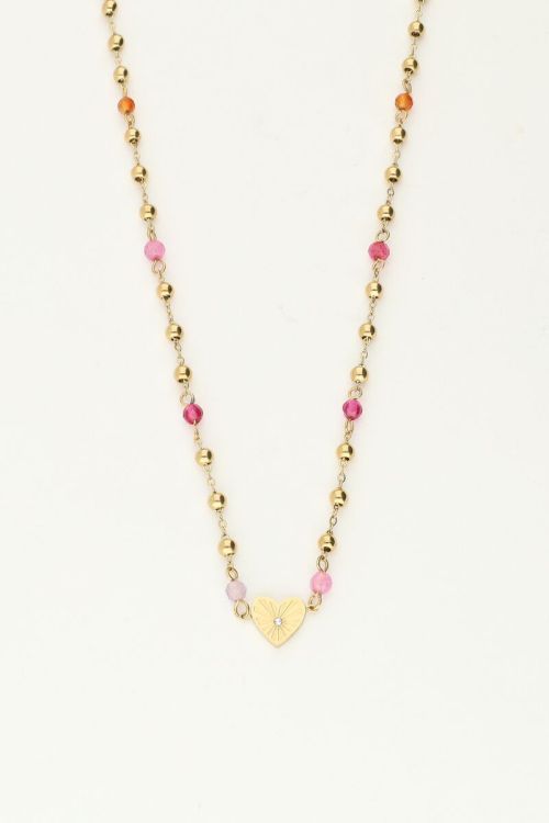 Ketting met hart en roze kralen