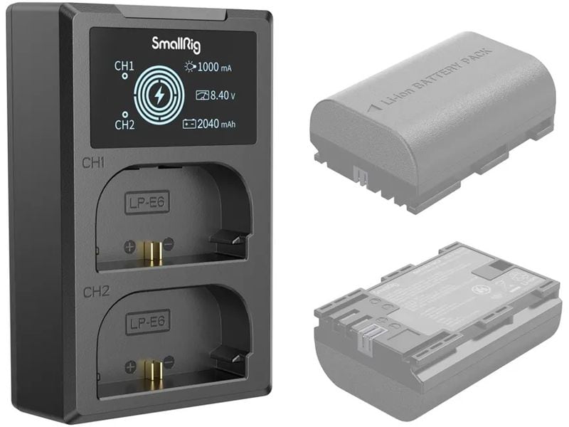 Smallrig Ladegerät Canon LP-E6NH Kompaktes, duales Ladegerät mit LCD-Display