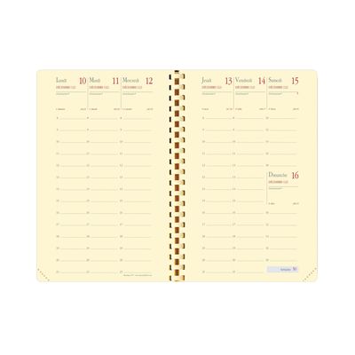 Agenda de poche spiralé Impala Planning 16S - 1 semaine sur 2 pages - 9 x 16 cm - disponible dans différentes couleurs - Quo Vadis