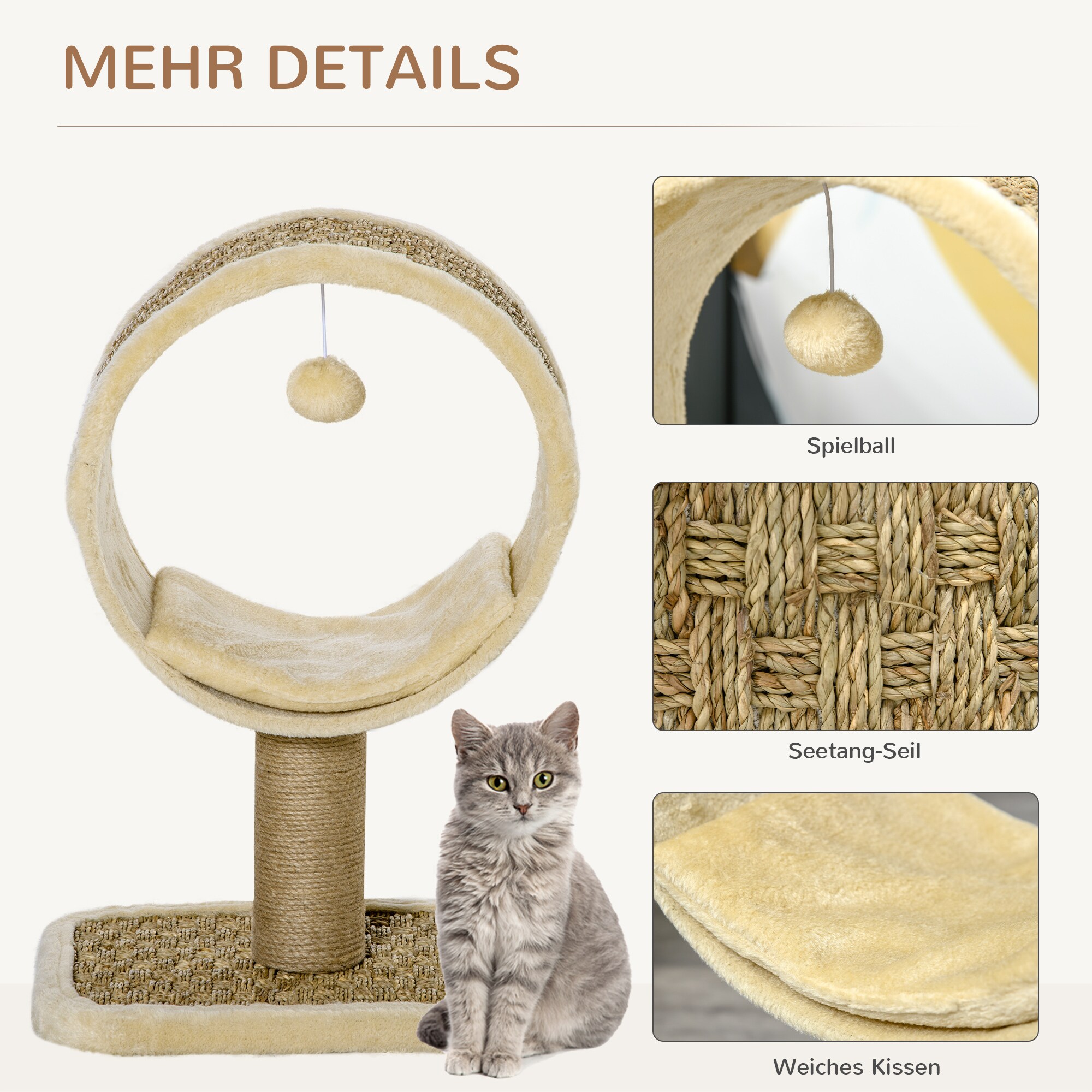 PawHut Kratzbaum mit Mausspielzeug bunt 40L x 30B x 56H cm