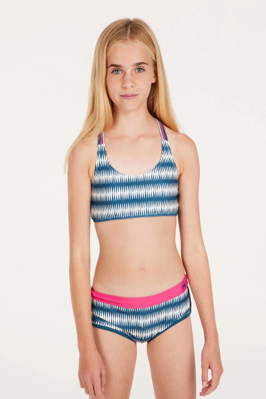 crop bikini PRTZUKA JR blauw/wit/roze