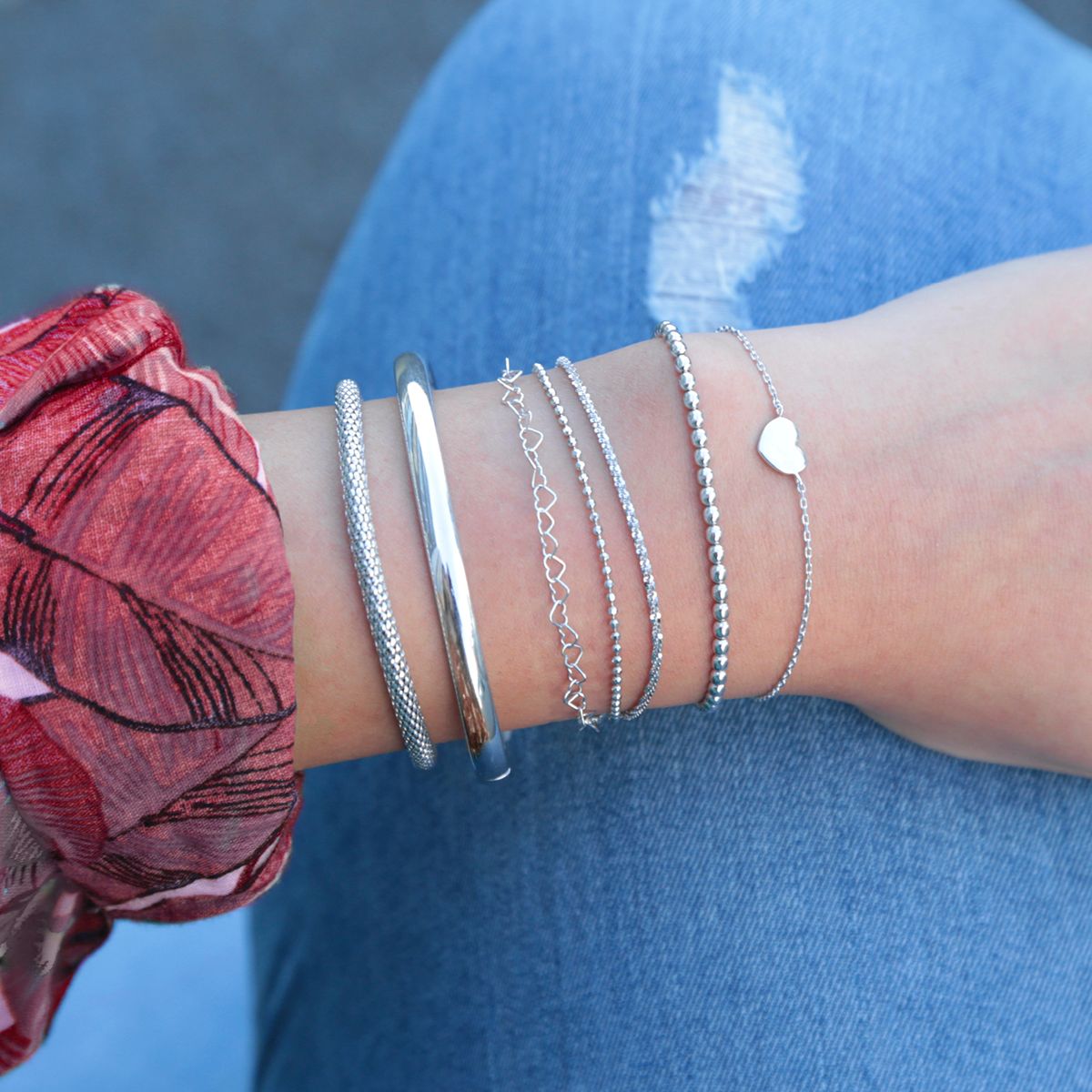 Gerecycled zilveren armband schakel fantasie