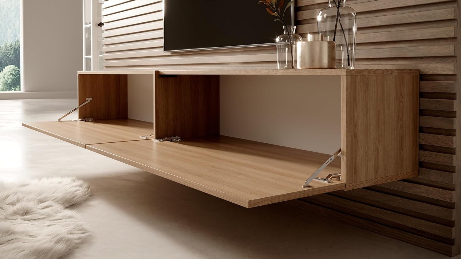 Selsey TV Schrank 200 cm Eiche Bisira | Fernsehschrank, Sideboard, Board, Fernsehtisch, Hängend