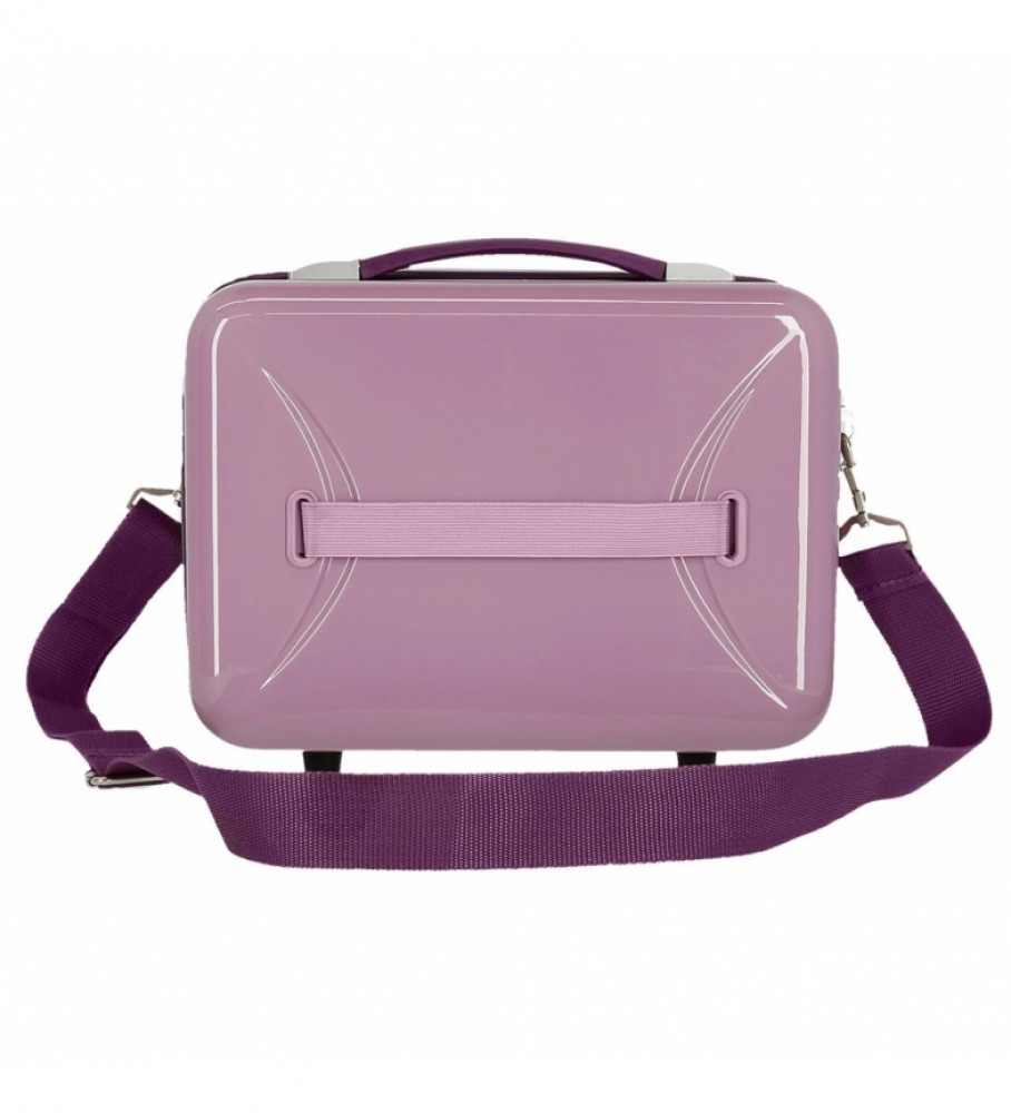 Bolsa Joumma Neceser ABS Lets Travel Mickey & Minnie London Adaptável cor morango - 29x21x15cm -
