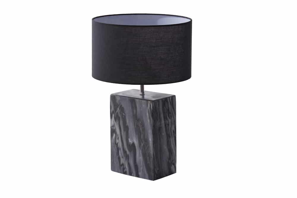 Design Tischlampe NOBLE 55cm schwarz Marmorfuß Stoffschirm