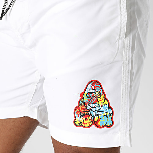 Short De Bain Gorille Graffiti Blanc
