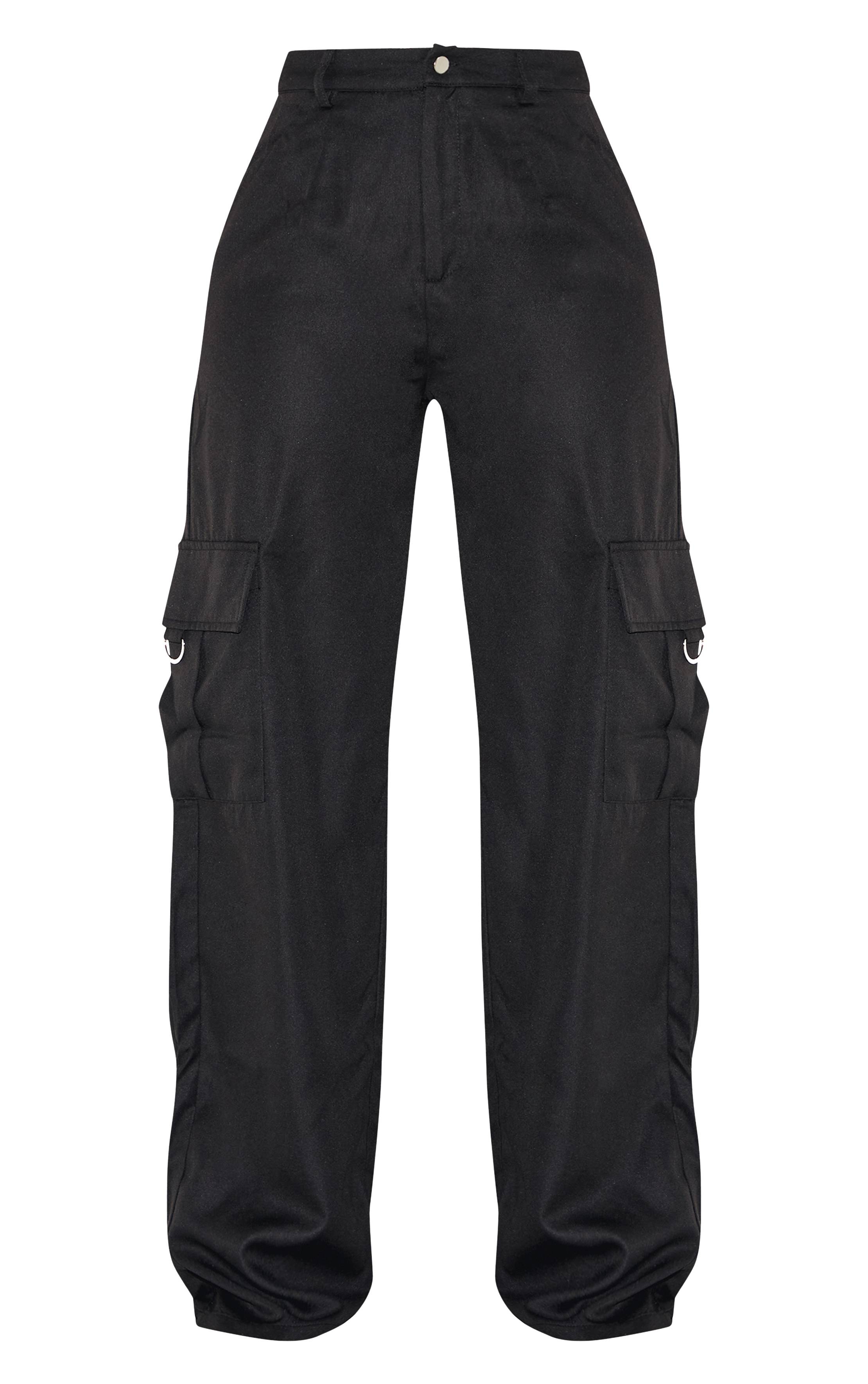 Noir Prettylittlething Shape Pantalon Cargo Large À Détail Boucle