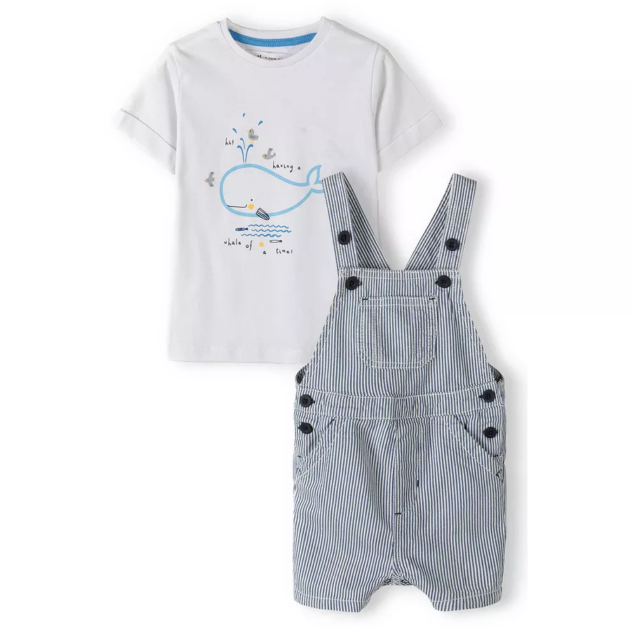 MINOTI T-Shirt und Latzhose im Set HellblauWeiß