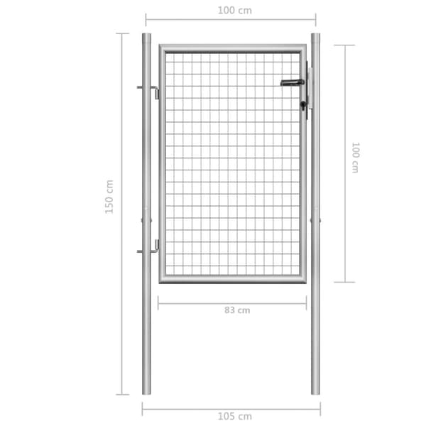 vidaXL Hageport galvanisert stål 105x150 cm sølv