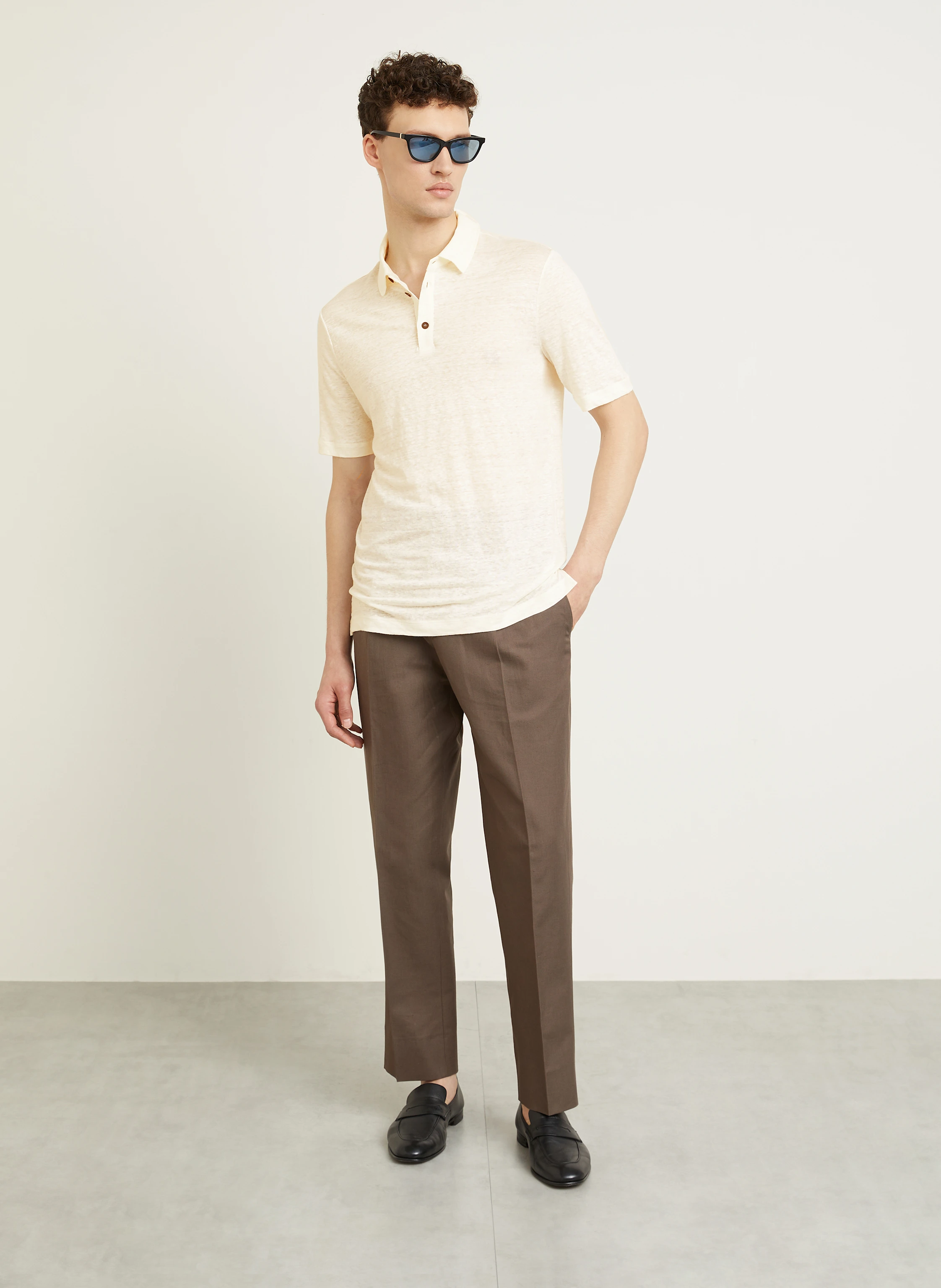 GIORGIO ARMANI Jersey-Poloshirt aus Leinen