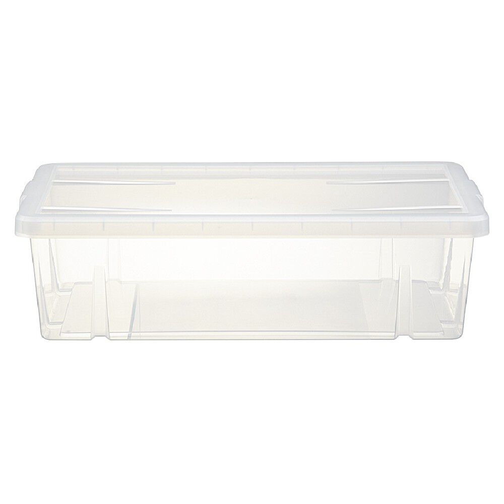 Boîte de rangement dessous de lit blanc transparent avec couvercle 28L