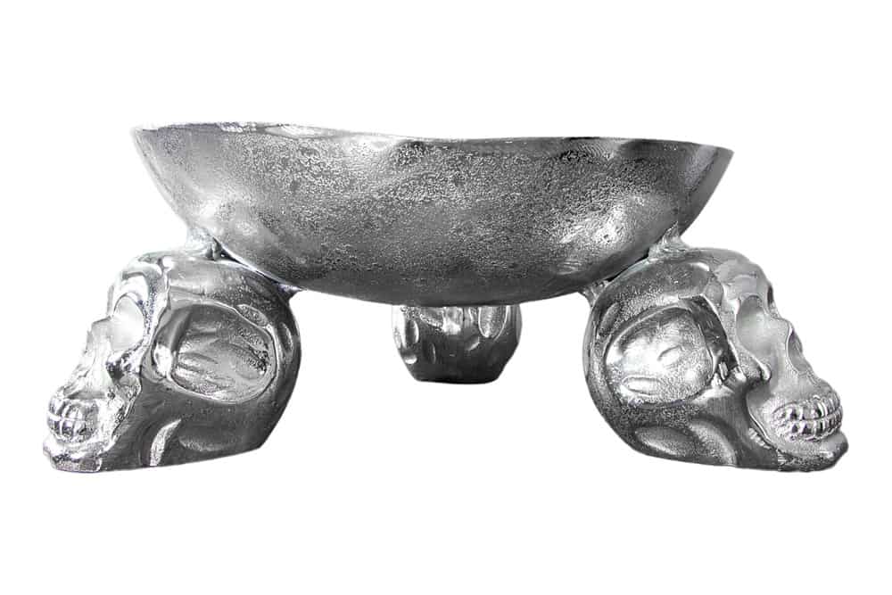 Design Deko-Schale SKULL 35cm silber Aluminium Totenkopf