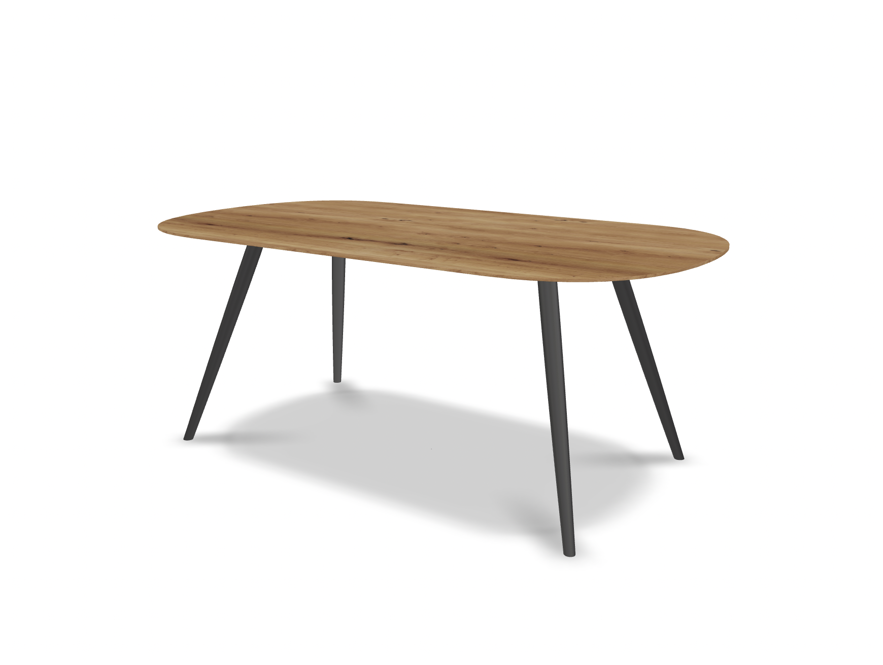 They & Me eettafel Joy – plat ovaal – eiken rustiek olie - onderstel RAL9017 verkeerszwart 180 x 100 x 75 cm | Eiken Rustiek Olie | Rechte Rand | Frame Verkeerzwart