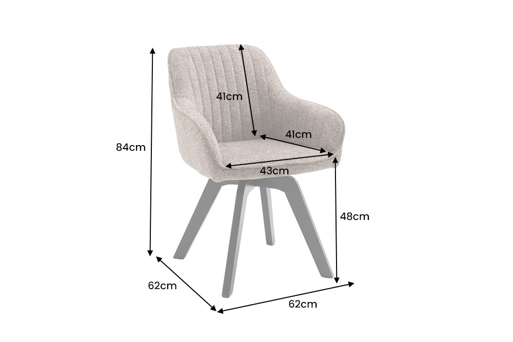 Design Stuhl LIVORNO taupe Strukturstoff schwarz Massivholz drehbar Auto-Return-Funktion