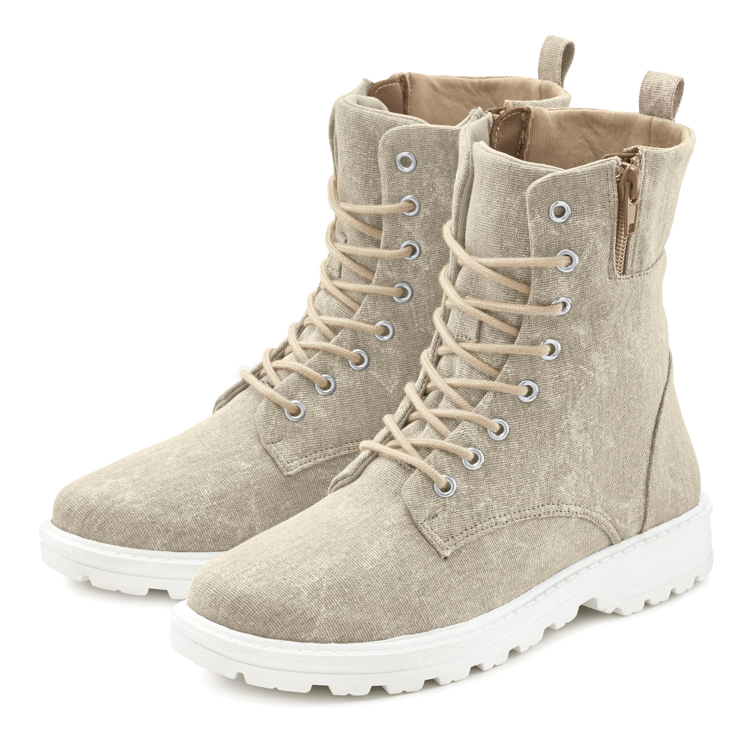 LASCANA Stiefelette  zum Schnüren, modische Optik im Combat Look, Reissverschluss-Boots