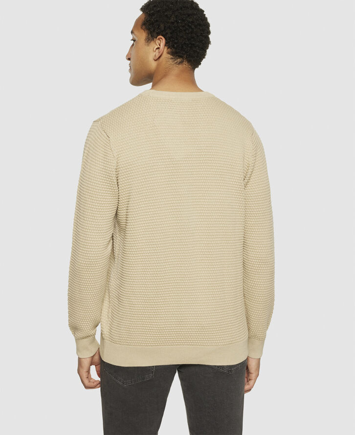 Knowledge Cotton Apparel VAGN regular bubble knit crew neck - Regenerative Organic Ce Light feather gray